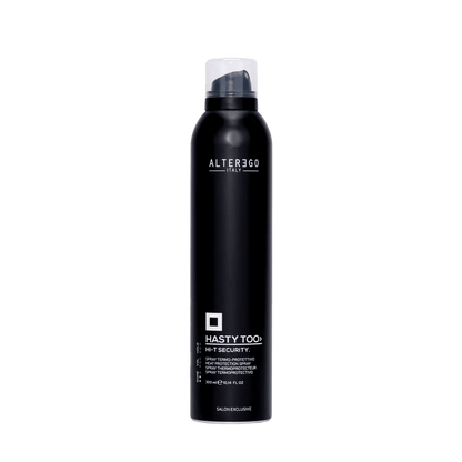 Hi-t Security spray by Alter Ego, providing heat protection and anti-frizz benefits for easy-to-manage hair.