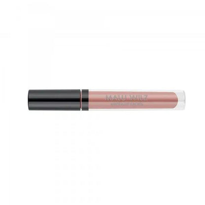 Malu Wilz Hydra Lip Gloss 3.5ml in clear tube with black cap, offering a hydrating, glossy finish for lips.