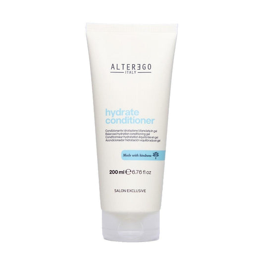 Hydrate Conditioner by Alter Ego, 200ml tube for enhancing hair hydration and softness, free from harmful ingredients.