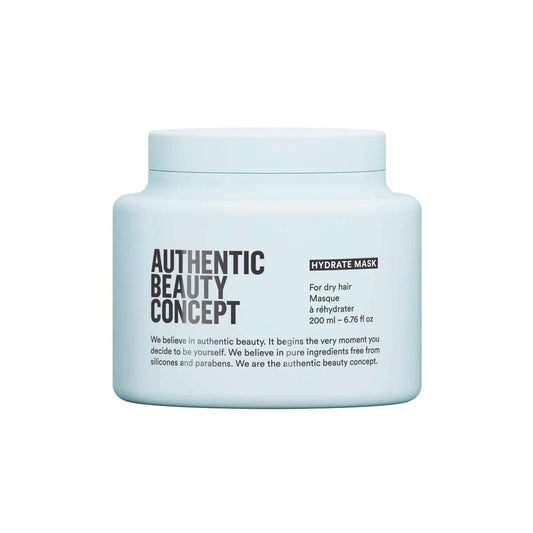 Authentic Beauty Concept Hydrate Mask 200ml for dry hair, lightweight moisturizer, vegan, cruelty-free, free from silicones and parabens.