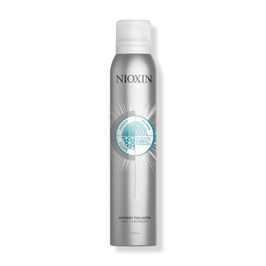 Nioxin Instant Fullness Dry Cleanser volumizing dry shampoo in silver can, designed for lightweight fullness and hair density.