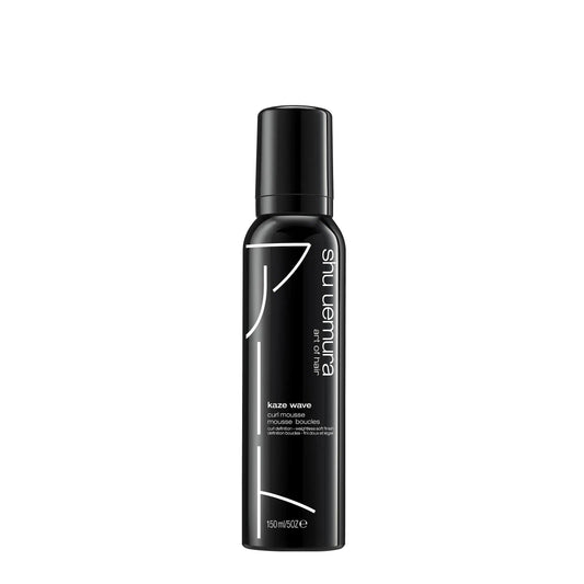 Shu Uemura Kaze Wave hair styling product in a sleek black bottle for natural waves and curls, suitable for all hair types.
