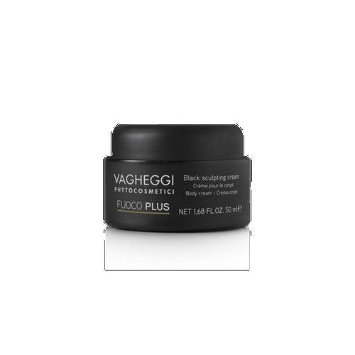 Black sculpting cream from Vagheggi Fuoco Plus, 50ml container for body sculpting and firming.