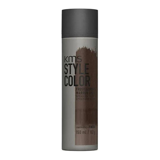 KMS Style Color spray in Frosted Brown, 150 mL, waterproof and pillow-friendly hair color for vibrant styling.