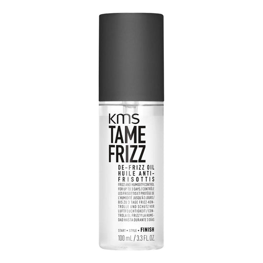 KMS Tamefrizz De-frizz Oil 100ml bottle, lightweight formula for frizz control and smooth hair.