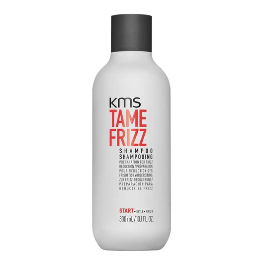 KMS Tamefrizz Shampoo 300ml bottle for frizz reduction and improved manageability. Perfect for medium to thick, coarse hair.