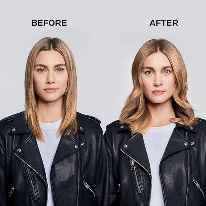 Before and after results of hair styling with L’Oréal Professionnel Steampod 3.0, showing smooth, transformed hair.