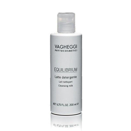 Equilibrium Cleansing Milk in a 200 ml bottle for gentle makeup removal and skin pH balance, suitable for all skin types.