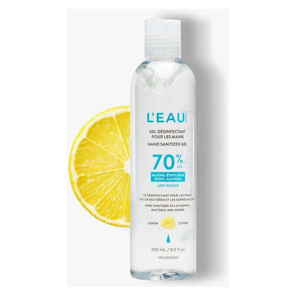 Lemon scent hand sanitizer gel bottle with 70% alcohol for effective germ protection and clean, fresh hands.