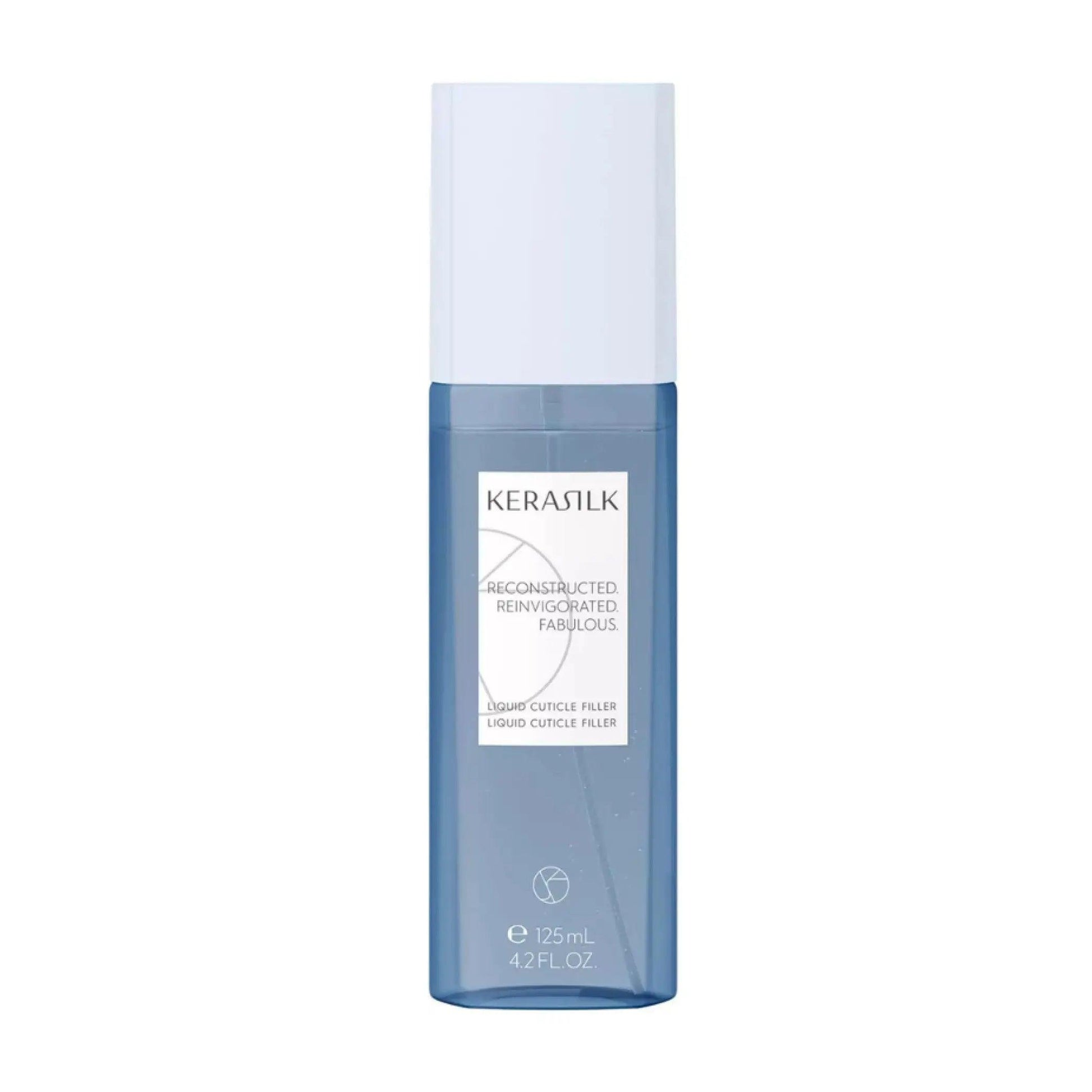 Kerastase Liquid Cuticle Filler in a blue bottle, 125ml for repairing and sealing damaged hair cuticles.