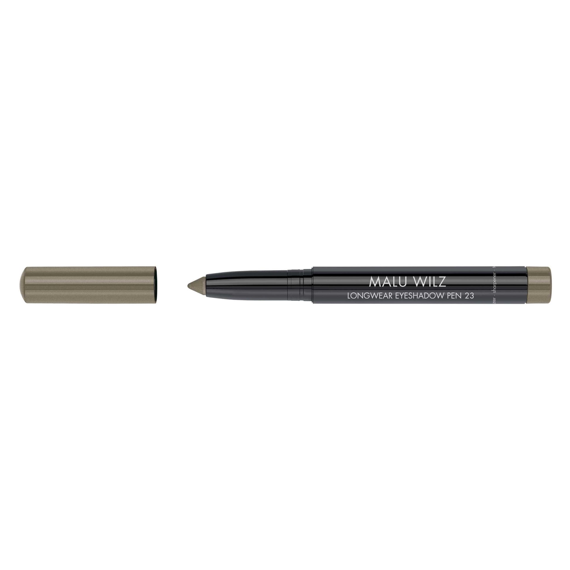 Malu Wilz Long-Lasting Eyeshadow Pen in shade 23 with cap removed, showcasing its convenient design for easy application.