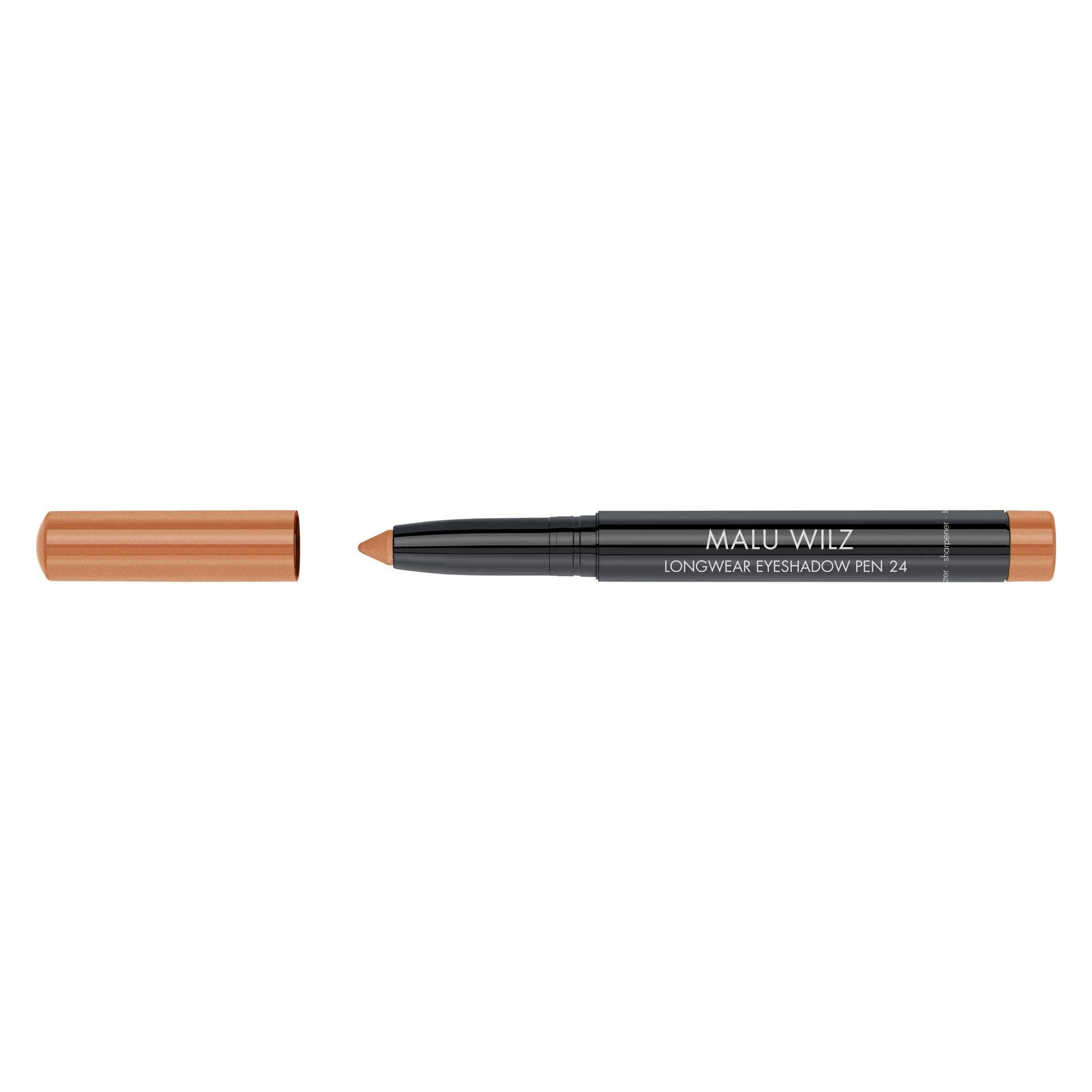 Malu Wilz Long-Lasting Eyeshadow Pen in shade 24, showcasing the pen design and its cap removed.