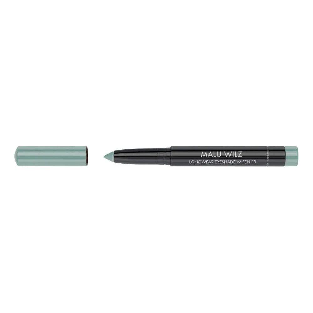 Malu Wilz Long-Lasting Eyeshadow Pen in green shade, featuring a retractable design for easy application.