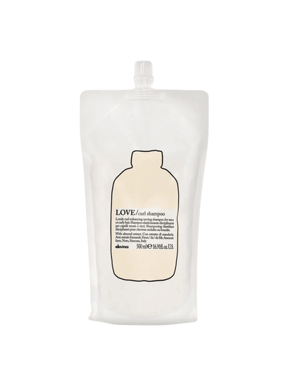 Love Curl Shampoo Refill pouch designed for wavy and curly hair, enriched with almond extract for enhanced curl definition.