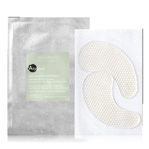 Atypical Eye Patches Anti-fatigue in packaging, featuring hydrogels designed to reduce dark circles and fine lines under the eyes.