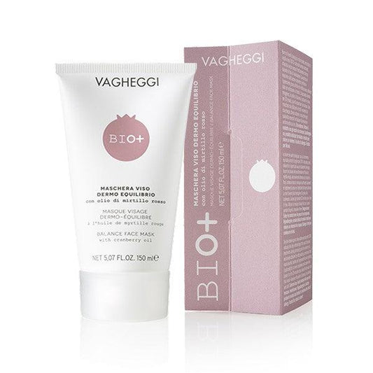 Bio+ Balance Face Mask by Vagheggi, organic shea butter and pink clay for nourishing and hydrating skin.