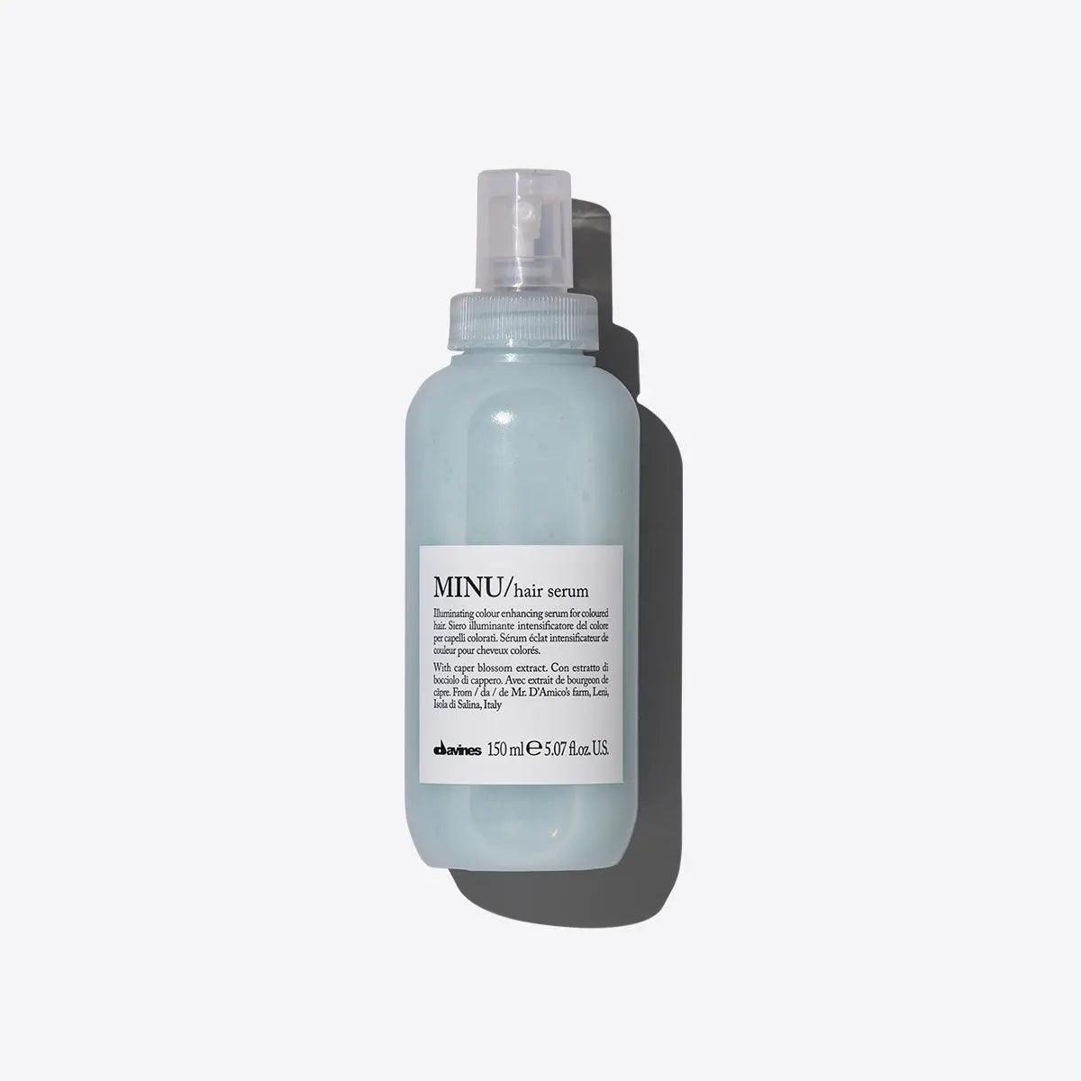 Davines MINU Hair Serum 150ml bottle for enhancing shine and protecting color-treated hair