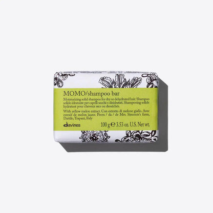 Davines MOMO shampoo bar for dry hair, 100g, moisturizing solid shampoo with melon extract, eco-friendly hair care product.