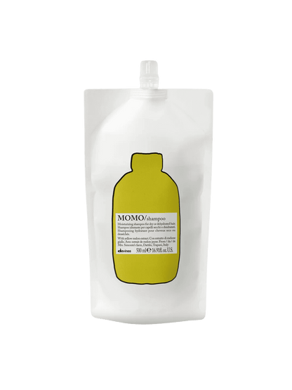 Momo Shampoo Refill pouch with yellow melon extract for intense hydration and moisture for dry hair.