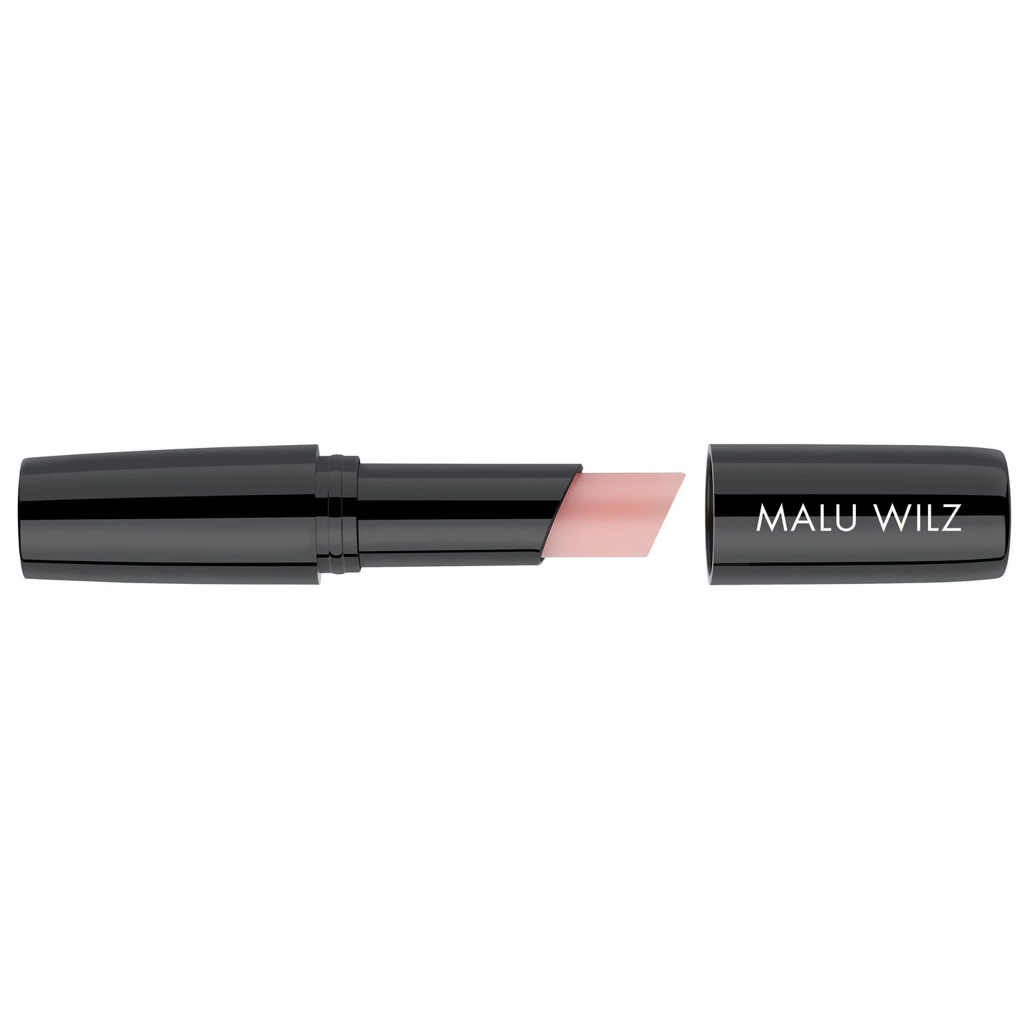 Malu Wilz Natural Intensifying Lip Balm in a sleek black tube, featuring a softly tinted balm for hydration and lip care.