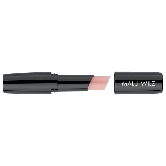 Malu Wilz Natural Intensifying Lip Balm in a sleek black tube, featuring a softly tinted balm for hydration and lip care.