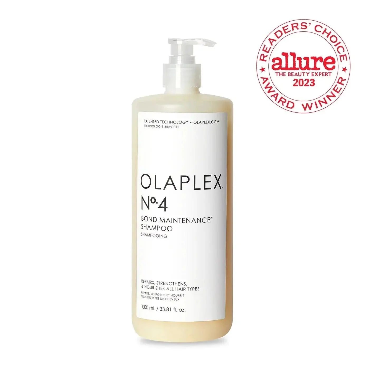 Olaplex Nº.4 Bond Maintenance Shampoo Liter, reparative shampoo for all hair types, strengthens and protects color-treated hair.