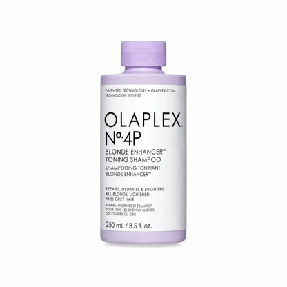 Olaplex Nº.4P Blonde Enhancer Toning Shampoo 250ml bottle for vibrant blonde hair and brassy tone neutralization.
