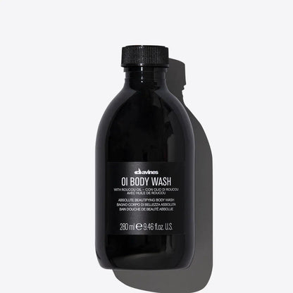 Davines OI Body Wash bottle - 280 ml size - luxury body care product with roucou oil - high-quality skincare for soft, glowing skin