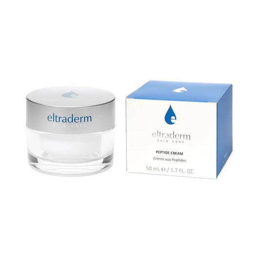Eltraderm Peptide Cream jar and box featuring moisturizing formula for normal to dry skin, 50 ml size.