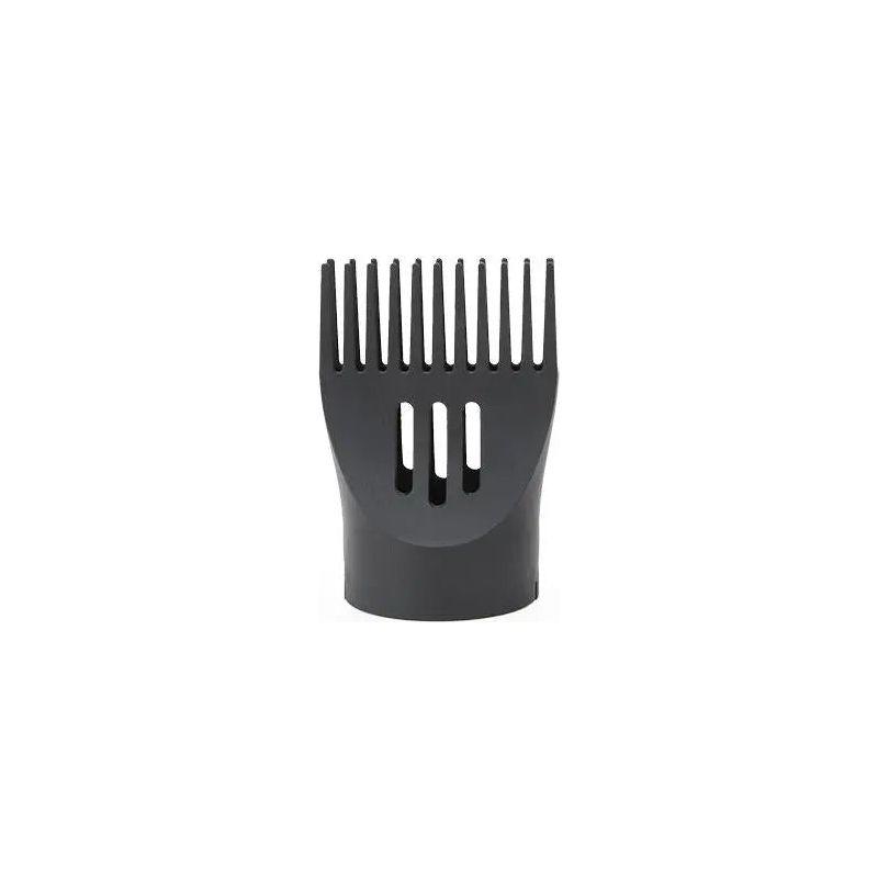 Black hair dryer diffuser attachment for curl defining and styling hair smoothly. Compatible with various hair types.