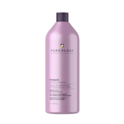 Pureology Hydrate Shampoo, a sulfate-free shampoo for gentle cleansing of color-treated and dry hair.