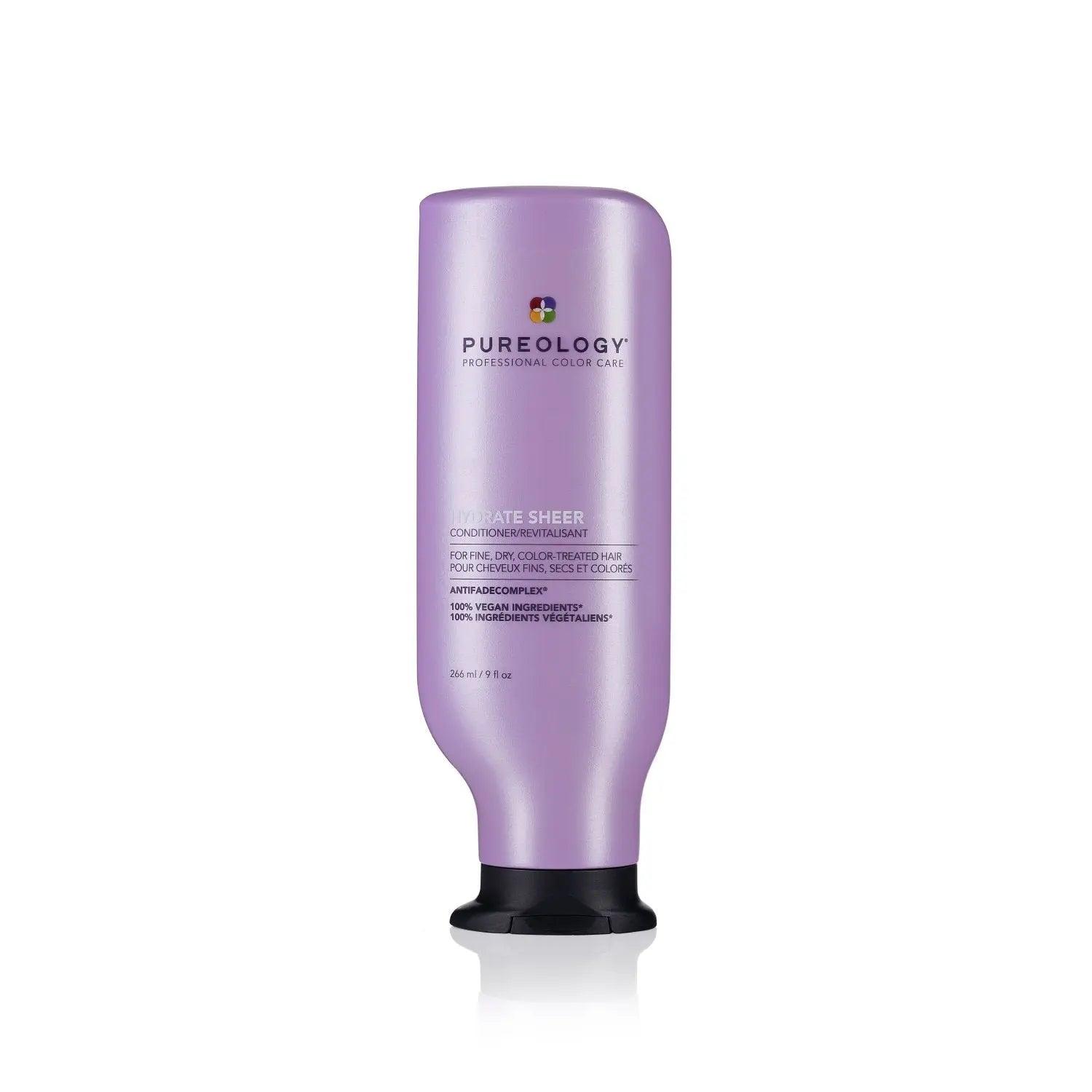Pureology Hydrate Sheer Conditioner for fine, color-treated hair with peppermint and corn mint essential oils.