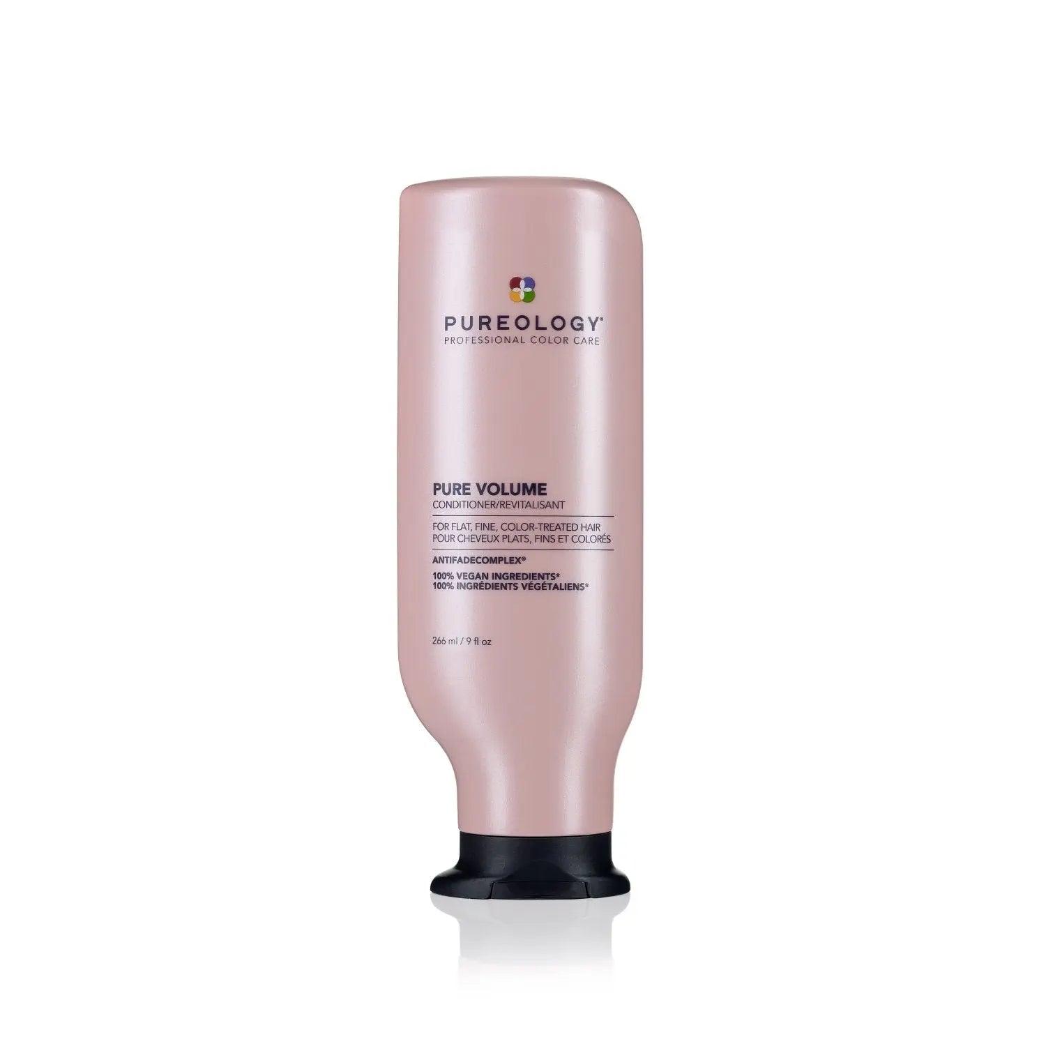 Pureology Pure Volume Conditioner bottle designed for fine hair, providing lightweight volume, shine, and detangling benefits.