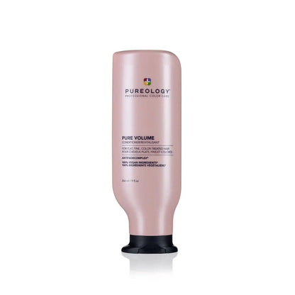 Pureology Pure Volume Conditioner bottle designed for fine hair, providing lightweight volume, shine, and detangling benefits.