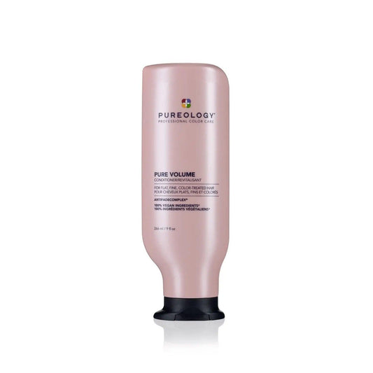Pureology Pure Volume Conditioner bottle designed for fine hair, providing lightweight volume, shine, and detangling benefits.