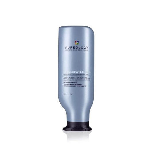 Pureology Strength Cure Best Blonde Conditioner bottle for nourishing and toning blonde hair, featuring violet pigments and Antifade Complex.