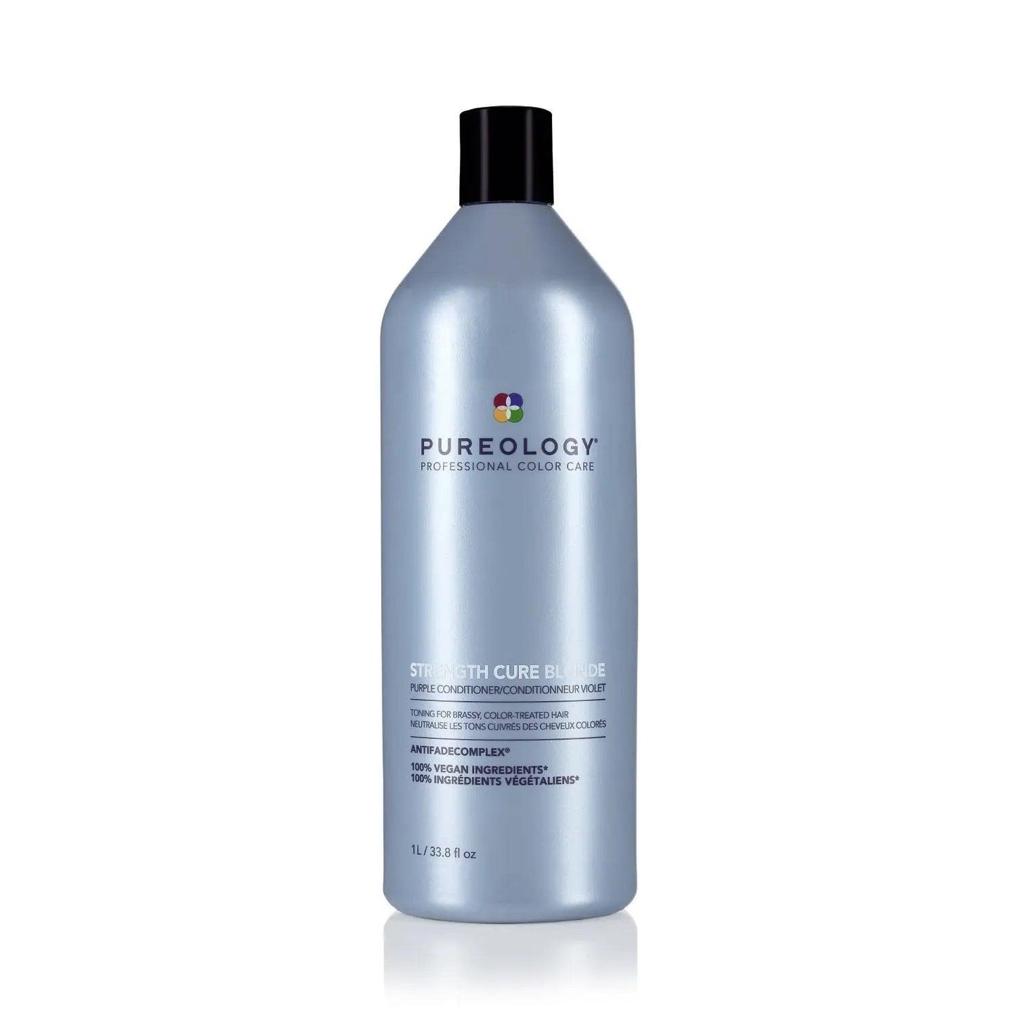 Pureology Strength Cure Best Blonde Conditioner bottle for healthy, vibrant blonde hair with violet pigments and antifade complex.