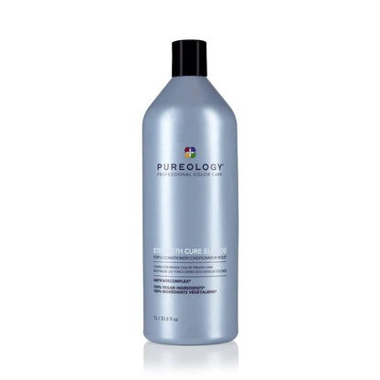 Pureology Strength Cure Best Blonde Conditioner bottle for healthy, vibrant blonde hair with violet pigments and antifade complex.