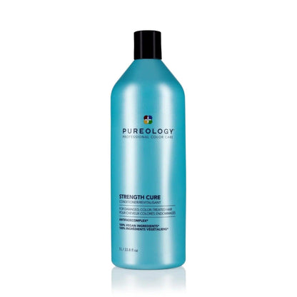 Pureology Strength Cure Conditioner bottle for repairing damaged hair with Asta-Repair and natural antioxidants.