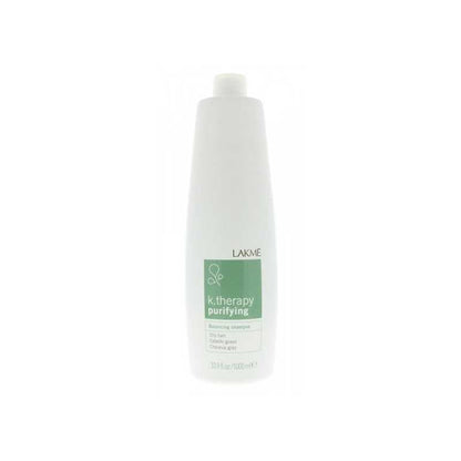 Lakme K.Therapy Purifying Shampoo bottle for daily scalp cleansing and sebaceous regulation with refreshing Zermatt glacier fragrance.
