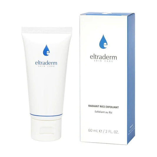Radiant Rice Exfoliant by Eltr derm in a 60ml tube and box, designed for gentle exfoliation and skin clarity.
