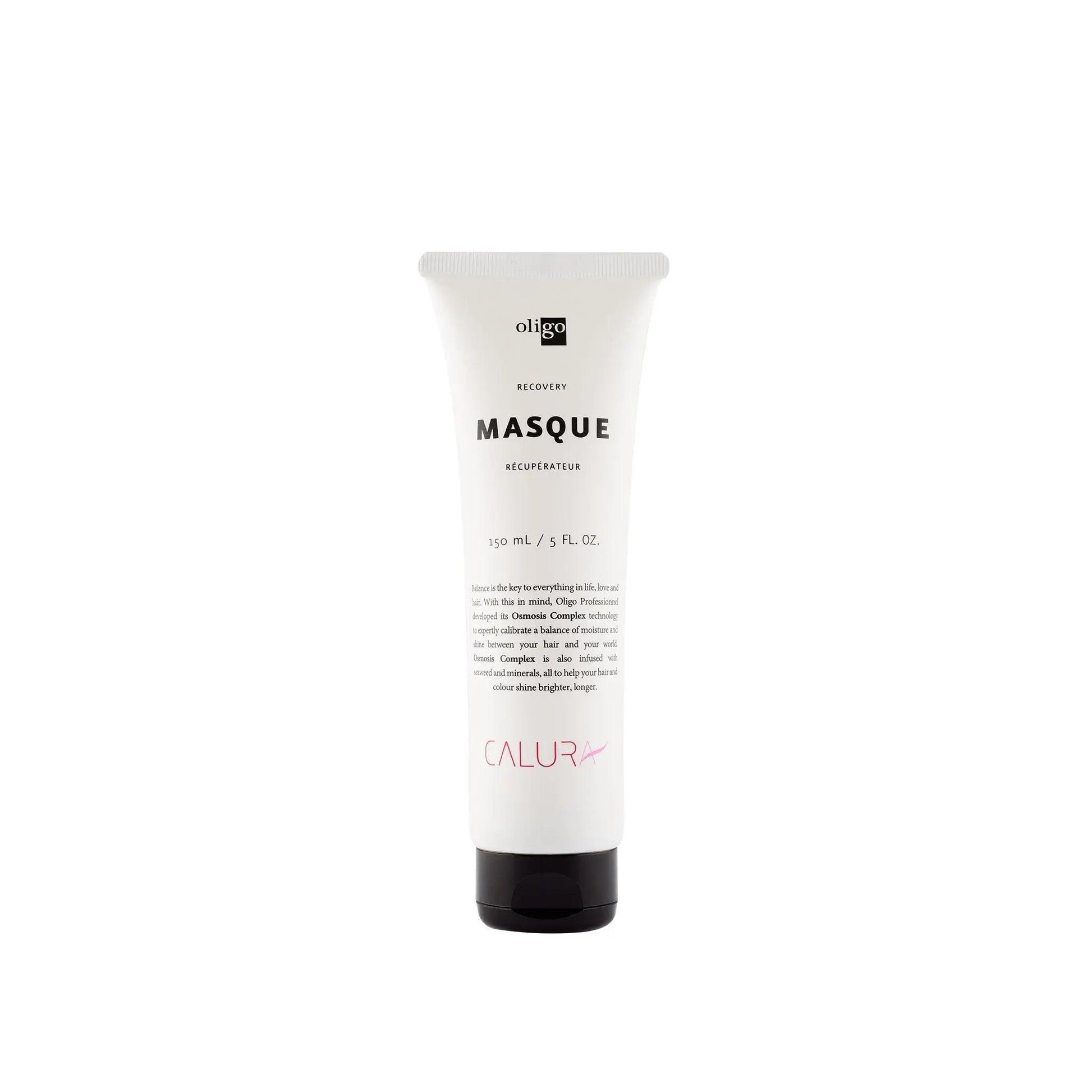 Recovery Mask tube for damaged hair, rich in moisture, vegan, and free from parabens, sulfates, and artificial colors.