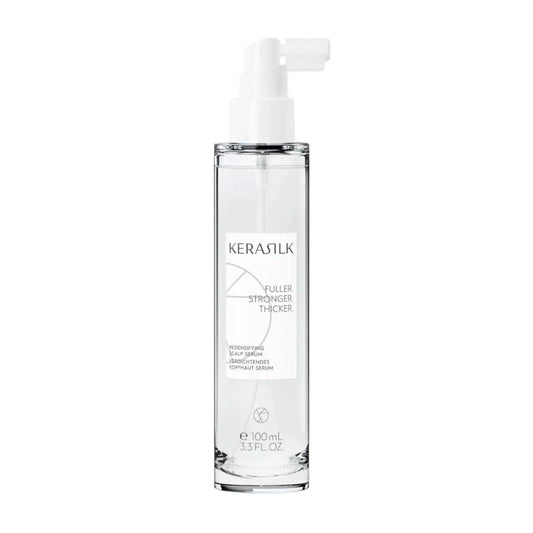 Kerasilk Fuller Stronger Thicker hair serum in a 100ml bottle, promoting thicker and fuller hair for all textures.