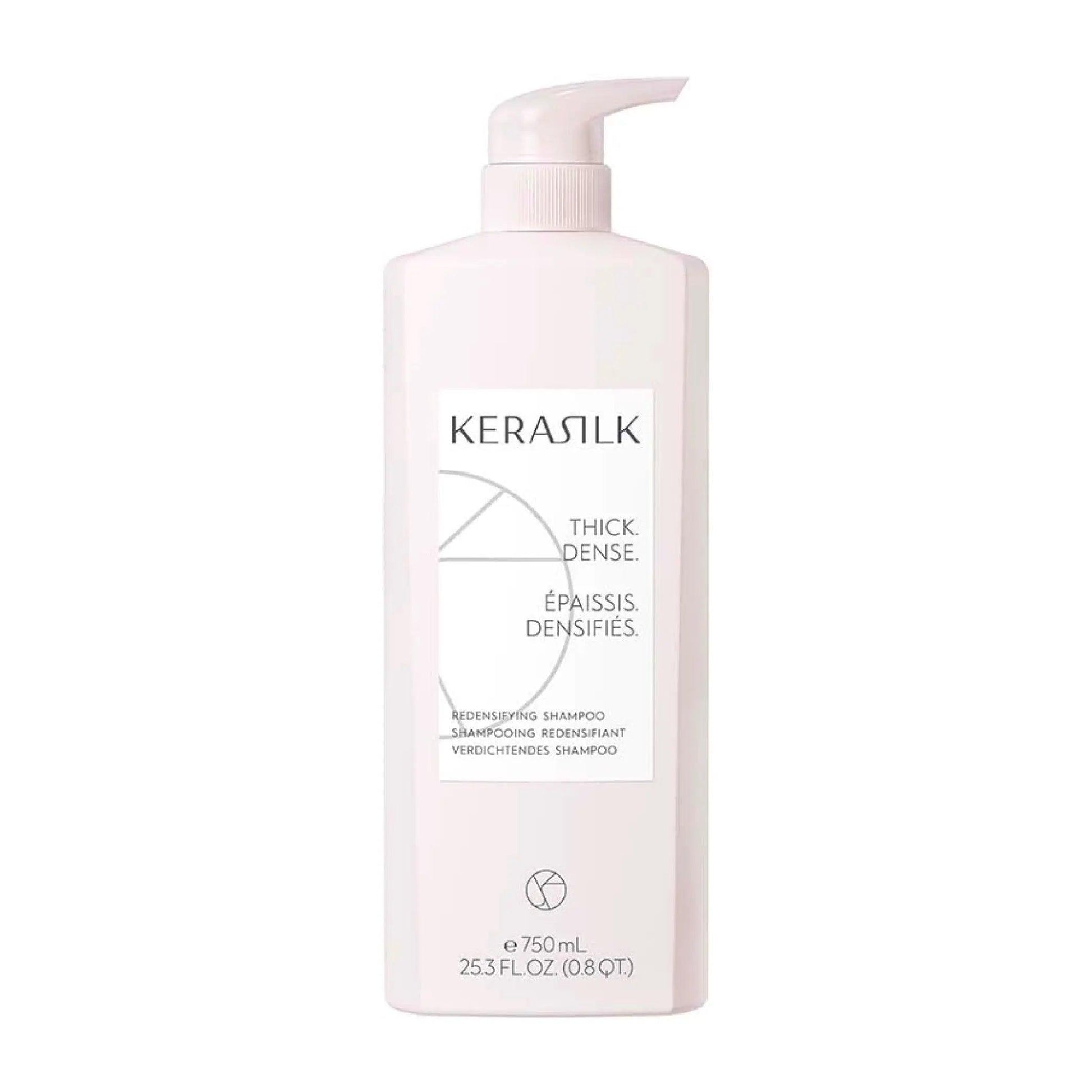KERASILK Redensifying Shampoo bottle, 750ml, designed to strengthen and add volume to fine and thin hair.