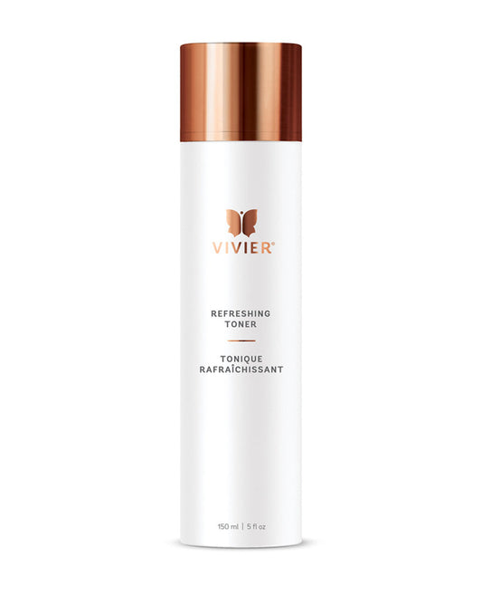 Vivier Refreshing Toner bottle with elegant design for deep cleansing and hydration, 150 ml packaging.