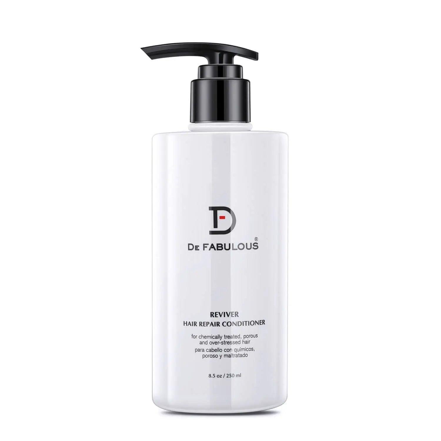 De Fabulous Reviver Hair Repair Conditioner bottle, 8.5 oz, nourishing formula for damaged hair repair and moisture.