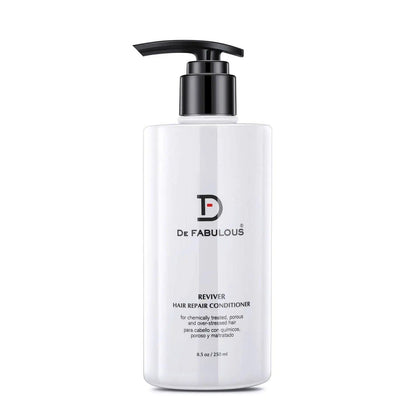 De Fabulous Reviver Hair Repair Conditioner bottle, 8.5 oz, nourishing formula for damaged hair repair and moisture.