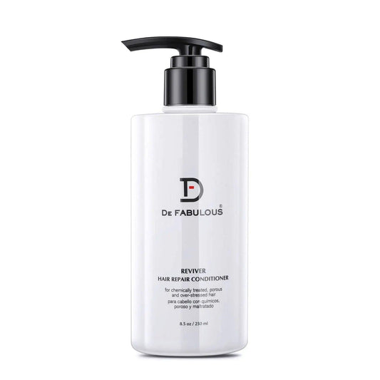 De Fabulous Reviver Hair Repair Conditioner bottle, 8.5 oz, nourishing formula for damaged hair repair and moisture.