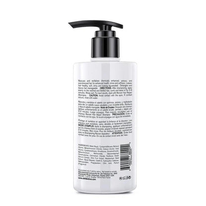 Back label of De Fabulous Reviver Hair Repair Conditioner showing ingredients and usage instructions.