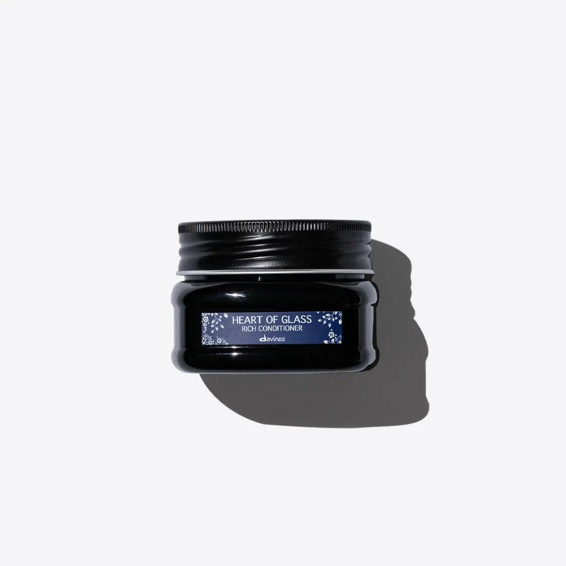 Heart of Glass Rich Conditioner jar for enhancing and fortifying blonde hair with nourishing ingredients.